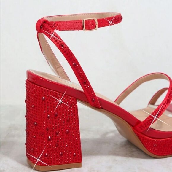 BRAND NEW FOREVER SEQUIM EMBROIDERY OPEN TOE BLOCK HEEL SANDAL - Picture 15 of 15